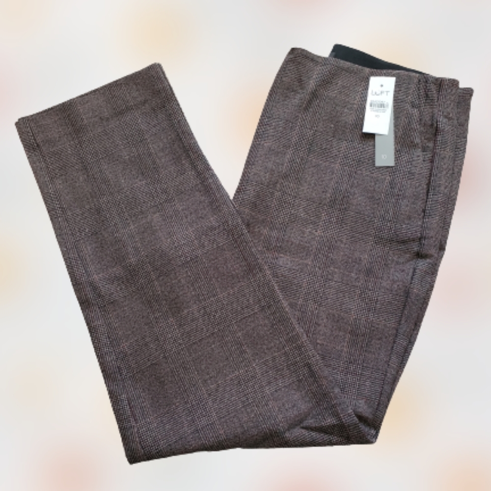 LOFT slim tailored high waist ankle length dress pants, 33", brown - Picture 4 of 11